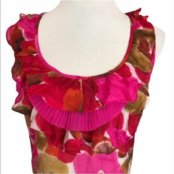 LOFT Lined Shift Dress Pink Floral Cotton Silk - Picture 2 of 5